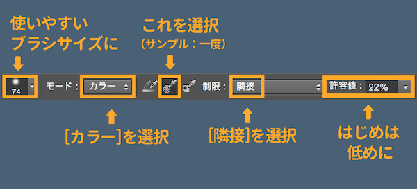 色の置き換えツールの設定