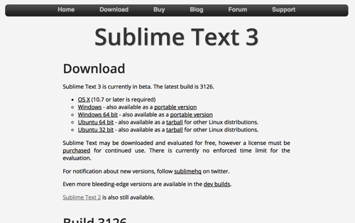 sublime textのダウンロード