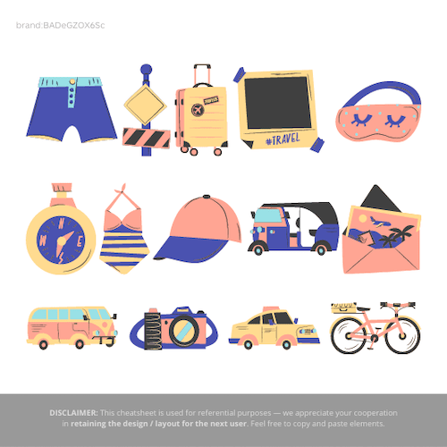 アイマスクなど旅行グッズのイラスト