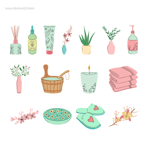 スリッパやシャンプーなどのイラスト