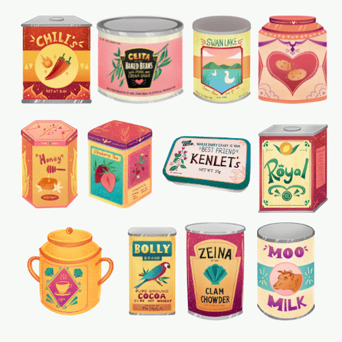 食べ物の缶詰のイラスト