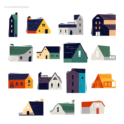 おしゃれな建物や倉庫などのイラスト