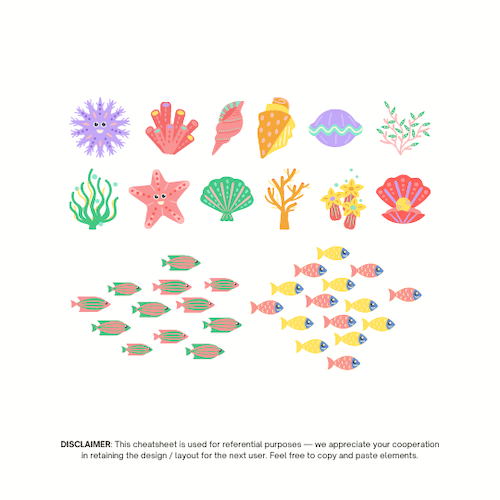 サンゴや海の生き物のイラスト