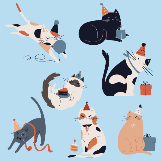 プレゼントと猫のイラスト