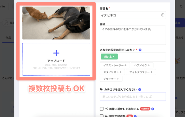 画像をアップロードして情報を入力