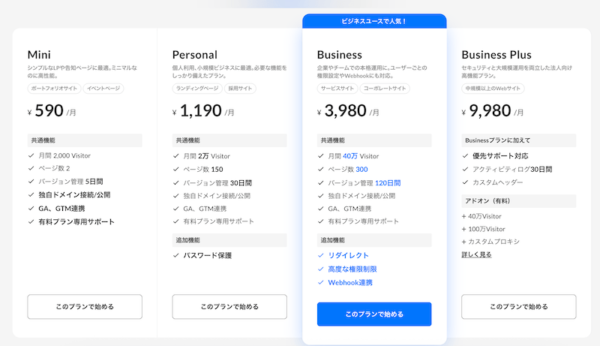 Studioの有料プランの金額表