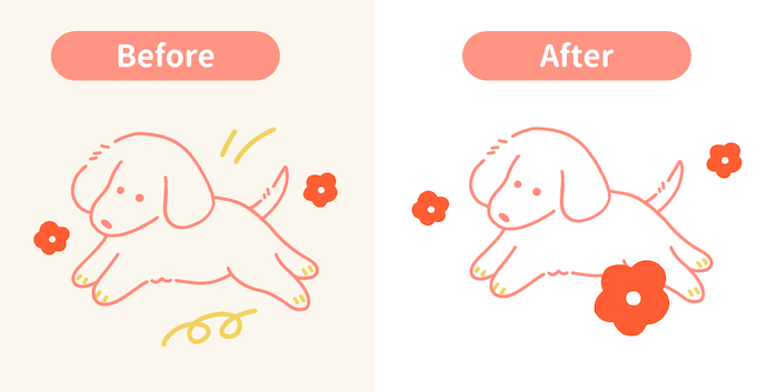 Canvaの消しゴム機能でイラスト素材を編集したビフォーアフター